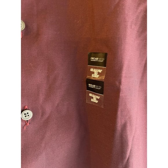Kenneth Cole AWEARNESS Men’s Shirt Size 19 36/37 Non-Iron Slim Fit Burgundy Red - Picture 5 of 8